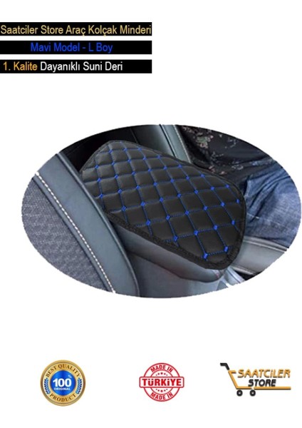 Mini Oto Modellerine Uygun Kolçak Örtüsü Capitone Süngerli Mavi Nakışlı
