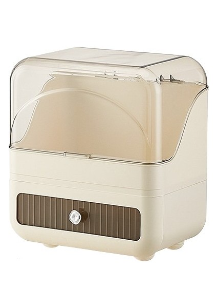 Hafif Lüks Krem Rüzgar Masaüstü Ev Büyük Kapasiteli Basit Çok Katmanlı Toz Geçirmez Kozmetik Saklama Kutusu (Yurt Dışından)