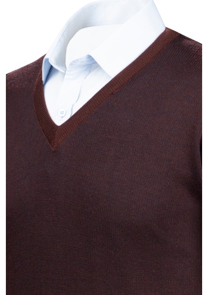 Erkek V Yaka Triko Kazak Desenli Kol ve Bel Lastikli Çelik Örgü Klasik Kalıp - 5015D modelleri