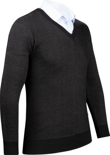 Erkek V Yaka Triko Kazak Desenli Kol ve Bel Lastikli Çelik Örgü Klasik Kalıp - 5015D fiyatları