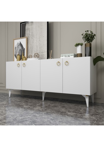 Dronne Konsol 4 Kapaklı, 4 Raflı Beyaz-Beyaz fiyatları