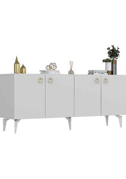 Dronne Konsol 4 Kapaklı, 4 Raflı Beyaz-Beyaz modelleri