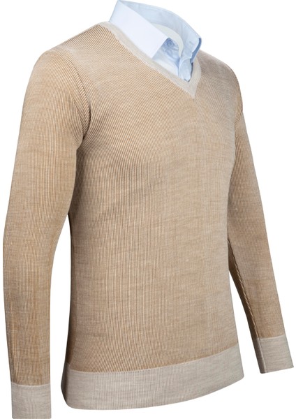 Erkek V Yaka Triko Kazak Desenli Kol ve Bel Lastikli Çelik Örgü Klasik Kalıp - 5015D fiyatları