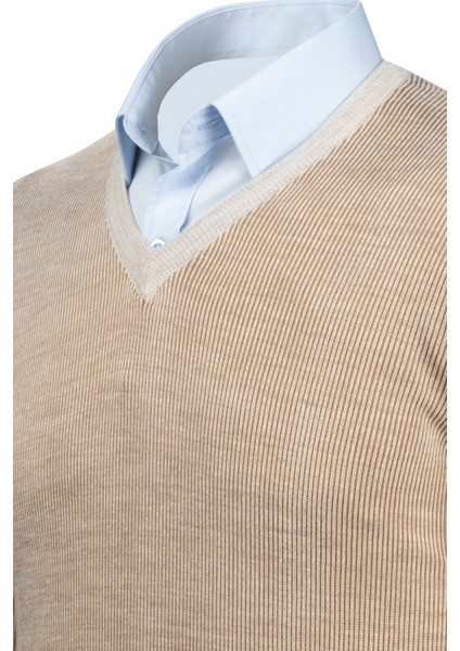 Erkek V Yaka Triko Kazak Desenli Kol ve Bel Lastikli Çelik Örgü Klasik Kalıp - 5015D modelleri