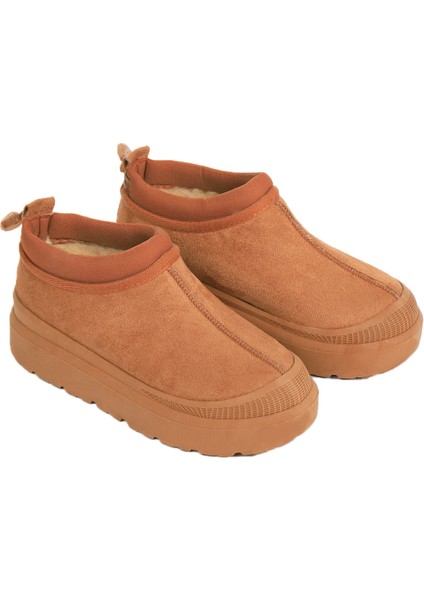 Kadın Mini Süet Içi Kürklü Kalın Taban Günlük Yarım Bot