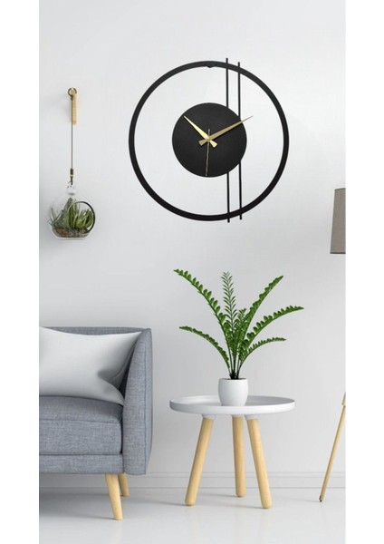 Dual Striped Dekoratif Metal Duvar Saati 50 x 48 cm