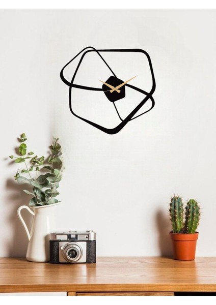 Asimetrik Metal Duvar Saati 1,5 mm Kalınlık 60 x 55 cm Siyah