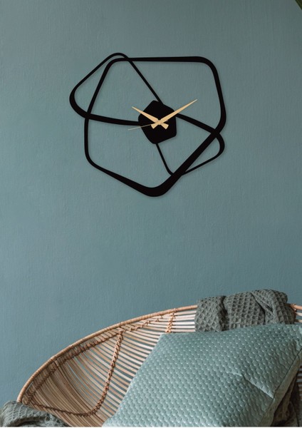 Asimetrik Metal Duvar Saati 1,5 mm Kalınlık 60 x 55 cm Siyah fiyatları