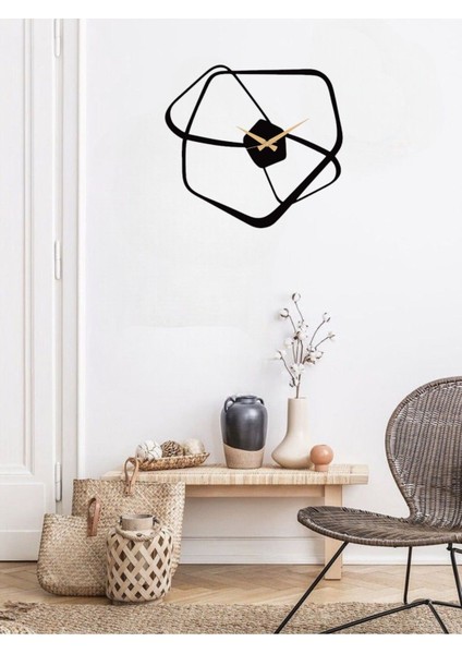 Asimetrik Metal Duvar Saati 1,5 mm Kalınlık 60 x 55 cm Siyah fırsatları