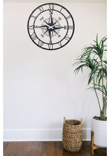 Pusula Detay Metal Duvar Saati 1,5 mm Kalınlık 40 x 40 cm