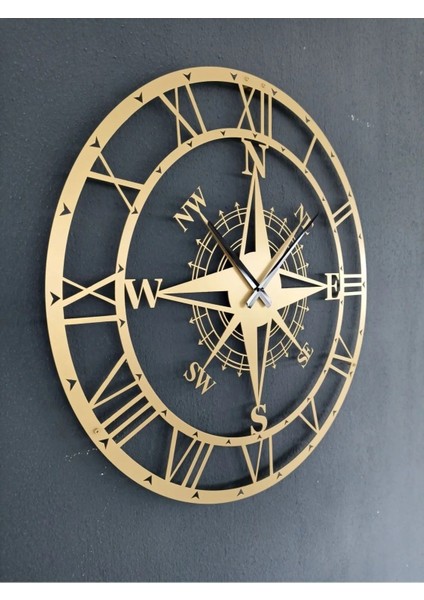 Pusula Detay Metal Duvar Saati 1,5 mm Kalınlık 50 x 50 cm
