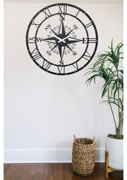 Pusula Detay Metal Duvar Saati 1,5 mm Kalınlık 60 x 60 cm