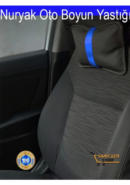 Saab Oto Modellerine Uygun Koltuk Boyun Yastığı Mavi Şerit 2 Adet