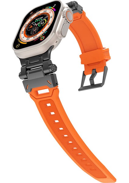 - Apple Watch 44MM - Kordon Metal Başlıklı Silikon Kordon KRD-108 - Starlight White fırsatları