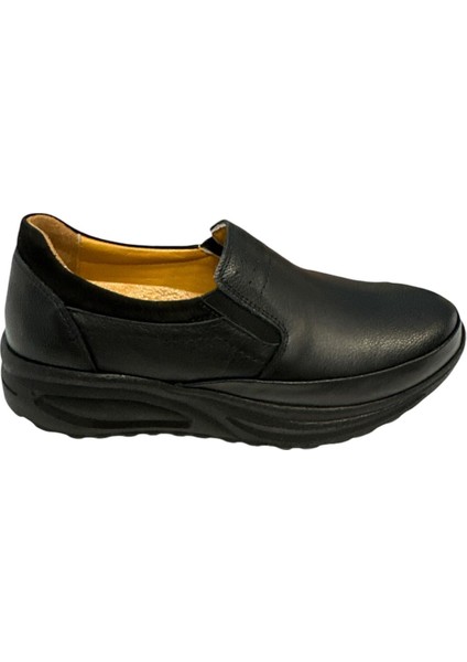 YLDZ-42638 Kadın Deri Ortopedik Comfort Ayakkabı Siyah
