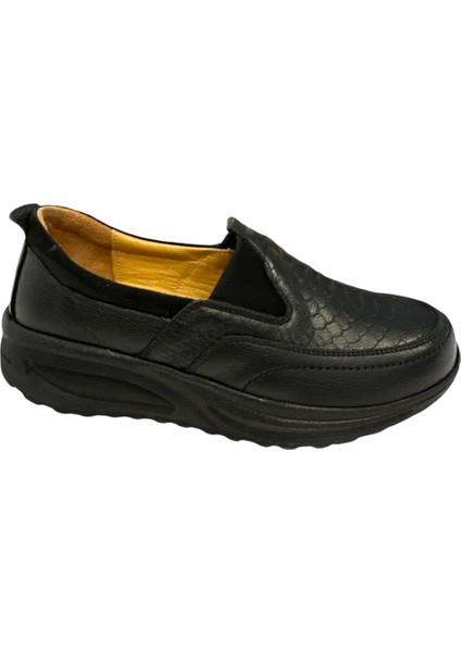 YLDZ-42639 Kadın Deri Ortopedik Comfort Ayakkabı Siyah