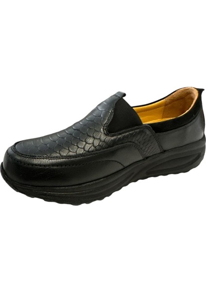 YLDZ-42639 Kadın Deri Ortopedik Comfort Ayakkabı Siyah modelleri