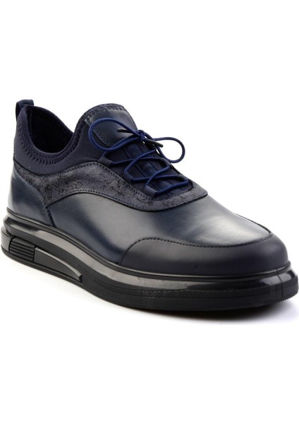 Lacivert Hakiki Deri Erkek Sneaker E01011013003 modelleri