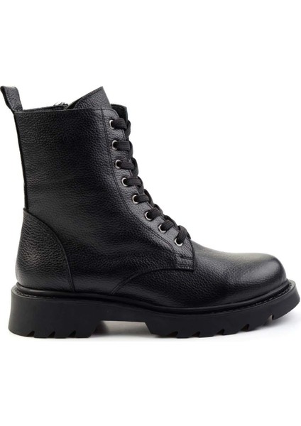 Siyah Hakiki Deri Kadın Bot & Bootie K02596130003