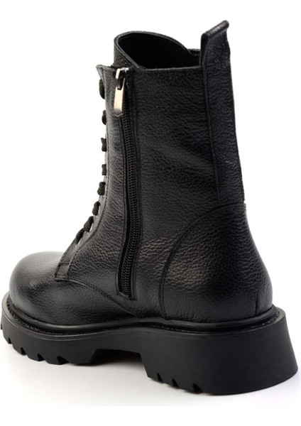 Siyah Hakiki Deri Kadın Bot & Bootie K02596130003