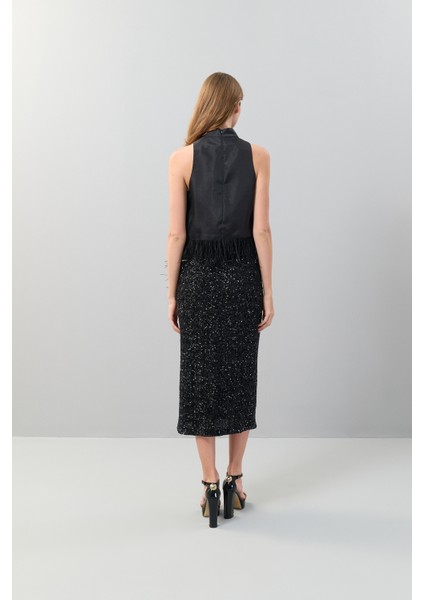 Otriş Aksesuarlı Halter Yaka Bluz Siyah K2513037_001 fiyatları