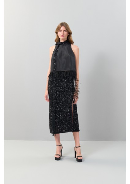 Otriş Aksesuarlı Halter Yaka Bluz Siyah K2513037_001 modelleri