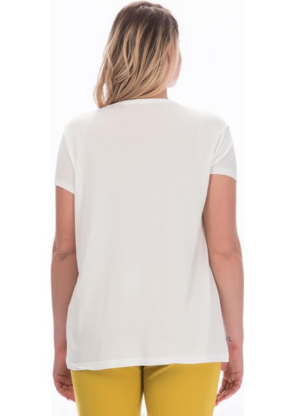 Kadın Haki Viskon V Yaka Bluz 65N15454