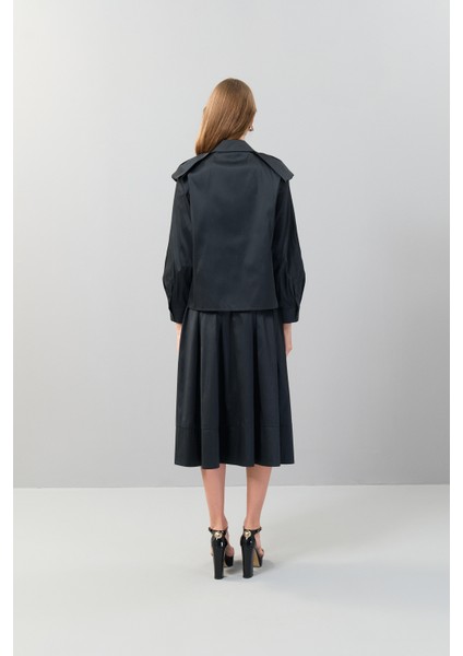 Omuzları Fiyonk Görünümlü Uzun Kol Gömlek Siyah K2513534_001 fiyatları