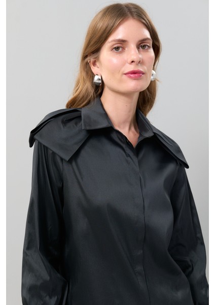 Omuzları Fiyonk Görünümlü Uzun Kol Gömlek Siyah K2513534_001 modelleri