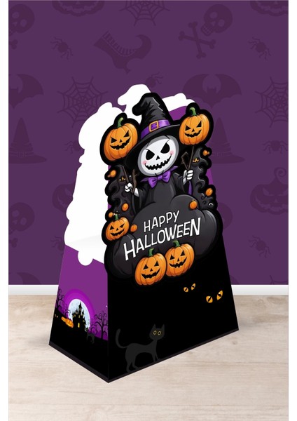 cadılar bayramı halloween teması piramit kutu - mini ( anahtarlık, mini oyuncak, şeker) 13x7x5 cm *8'li paket