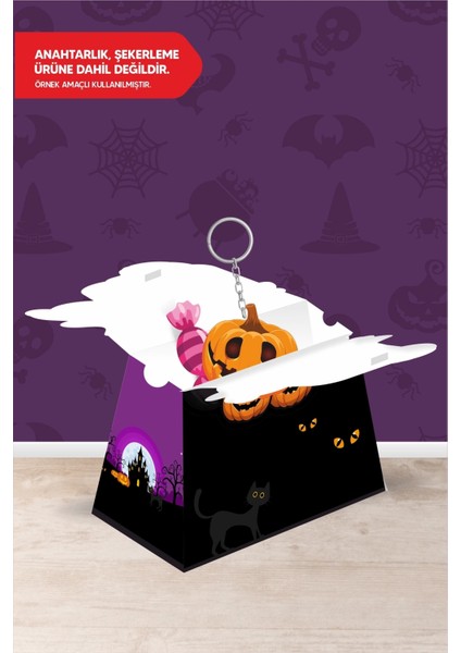 cadılar bayramı halloween teması piramit kutu - mini ( anahtarlık, mini oyuncak, şeker) 13x7x5 cm *8'li paket fiyatları