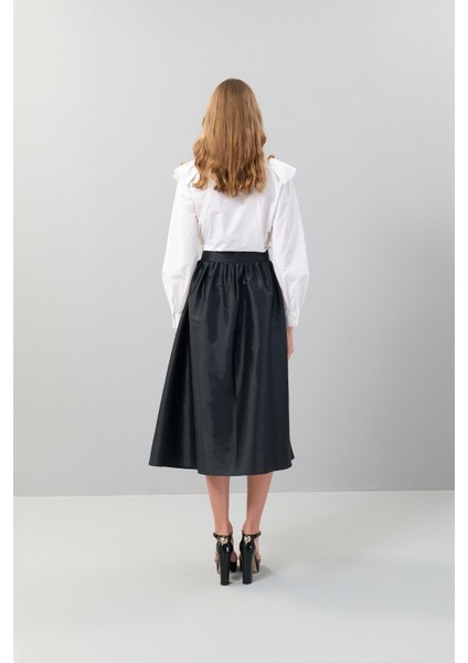 Tafta Fiyonk Detaylı Midi Boy Etek Siyah K2515032_001 fiyatları