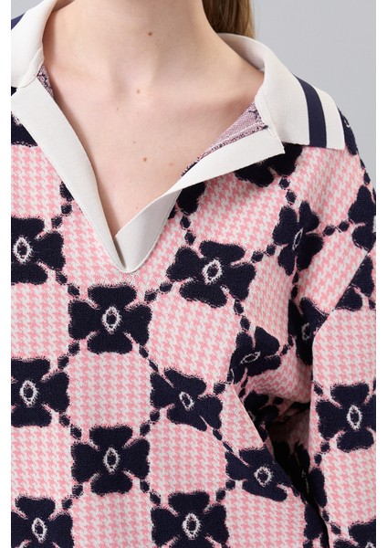 Polo Yaka Triko Lacivert-Pembe K2571003_648 fırsatları