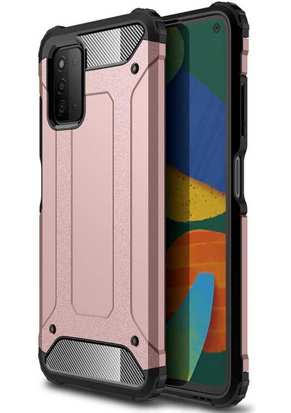 - Samsung Galaxy A03S - Kılıf Çift Katman Zırh Tank Crash Military Kapak - Rose Gold - T19709