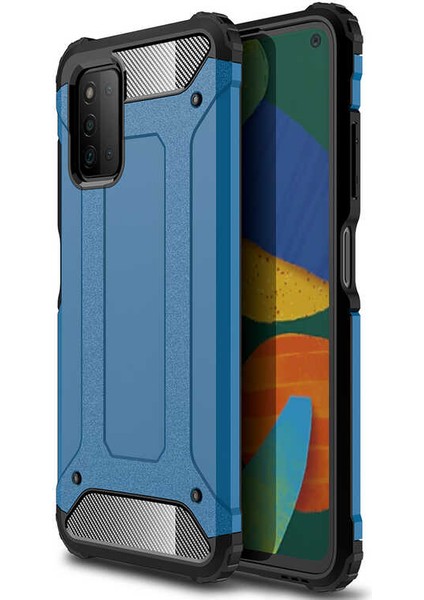 - Samsung Galaxy A03S - Kılıf Çift Katman Zırh Tank Crash Military Kapak - Mavi - T19709