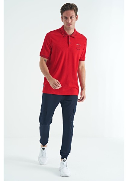 Tommy Life Kırmızı Yazı Nakışlı Baskı Detaylı Standart Kalıp Polo Yaka Erkek T-Shirt - 88239