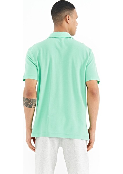 Su Yeşili Cep Detaylı Baskılı Standart Kalıp Polo Yaka Erkek T-Shirt - 88241