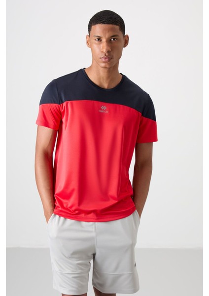 Kırmızı Polyester Nefes Alan Dokulu İnce Esnek Standart Fit Erkek Performans T-Shirt - 88386
