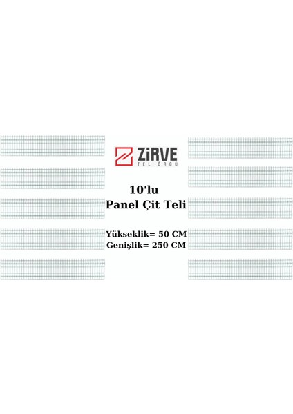 Zirve Tel Örgü 10'lu Panel Çit Teli 50 cm x 250 cm (25 Metre)