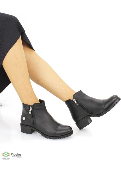 Kadın Deri Bağcıksız Düz Taban Klasik Bot M25/KB1405