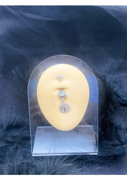 Cerrahi Çelik Gümüş Rengi Göbek Piercing Küpe