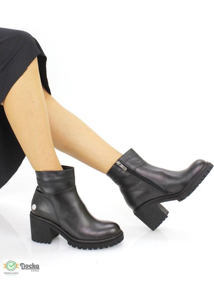 Kadın Deri Bağcıksız Kalın Platform Topuklu Klasik Bot M25/KB1340