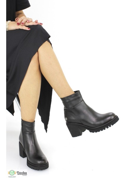 Kadın Deri Bağcıksız Kalın Platform Topuklu Klasik Bot M25/KB1340 indirimleri