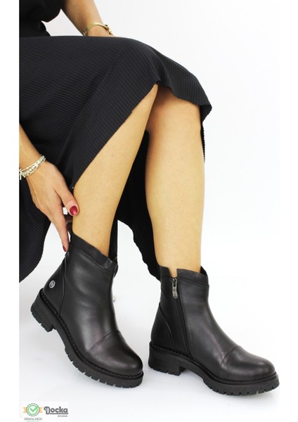 Kadın Deri Fermuarlı Düz Kalın Taban Bot M25/KB1400 fırsatları