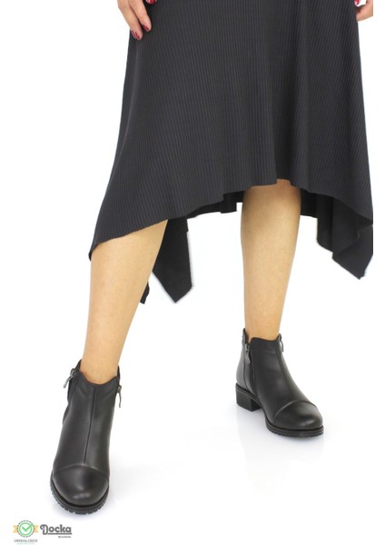 Kadın Deri Bağcıksız Düz Taban Klasik Bot M25/KB1405 modelleri