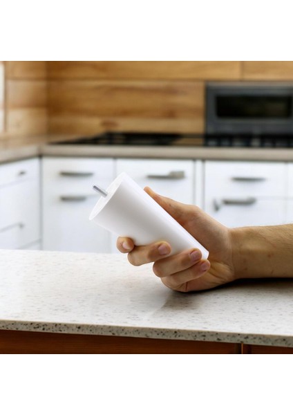 Vidalı Aparat Dahil Düz 14 Cm (BEYAZ) Plastik Mobilya Yükseltici Yükseltme Koltuk Kanepe Ayağı Baza Ayakları