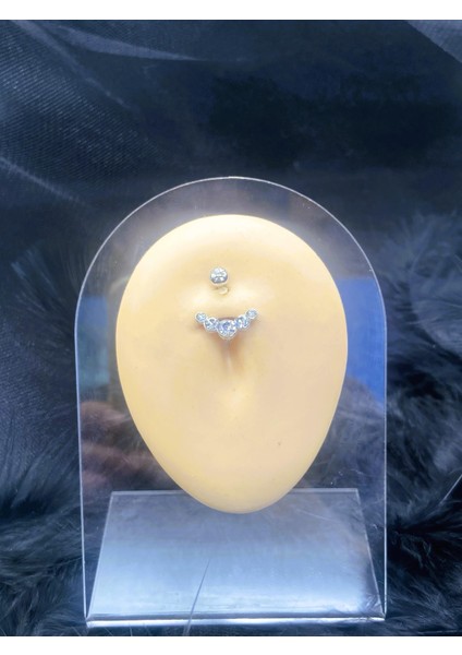 Cerrahi Çelik Gümüş Rengi Göbek Piercing Küpe