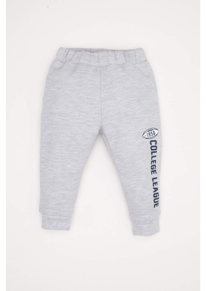 Erkek Bebek 2'li Takım Baskılı Selanik Kumaş Bisiklet Yaka Sweatshirt Jogger Eşofman Altı D5933A524WN