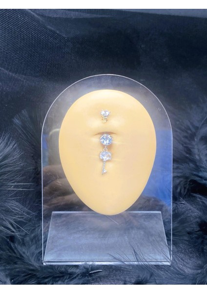 Cerrahi Çelik Gümüş Rengi Göbek Piercing Küpe