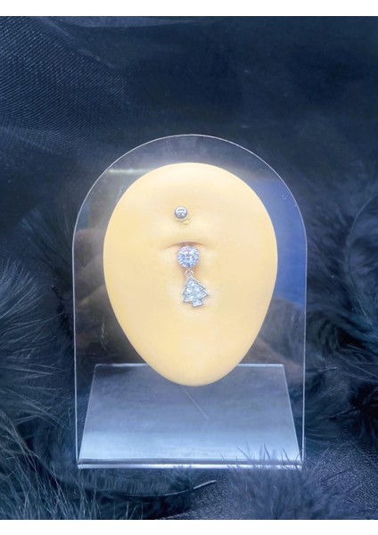Cerrahi Çelik Gümüş Rengi Göbek Piercing Küpe